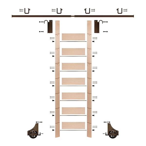 Meadow Lane Ladder 92 in. Un-Finished Maple Bronze Hook with 8 ft. Rail Kit EG.300-92MA-08.07 - main
